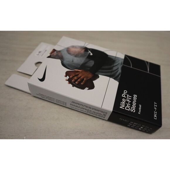 Nike Pro Unisex Sz L/XL Black/White Dri-Fit Compression Football Arm Sleeves - Picture 4 of 4